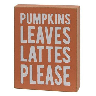 2 Set Pumpkins Leaves Box Sign with Pumpkin Spice Chunky Sitter - The Fox Decor